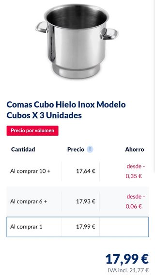 CUBITERA ACERO INOXIDABLE