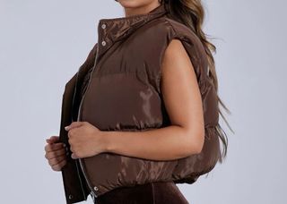 Chaleco plumas marron