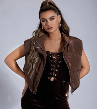 Chaleco plumas marron