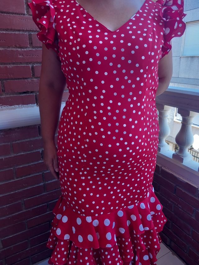 Vestido flamenca gitana rojo lunares