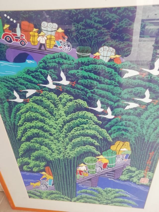 Cuadro escena bambu china