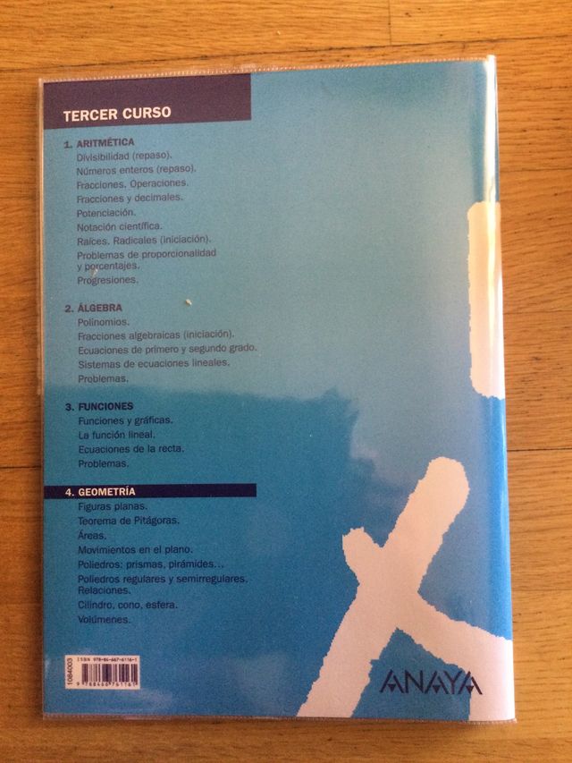 Libro ejercicios matemáticas 3ºSecundaria. Anaya.