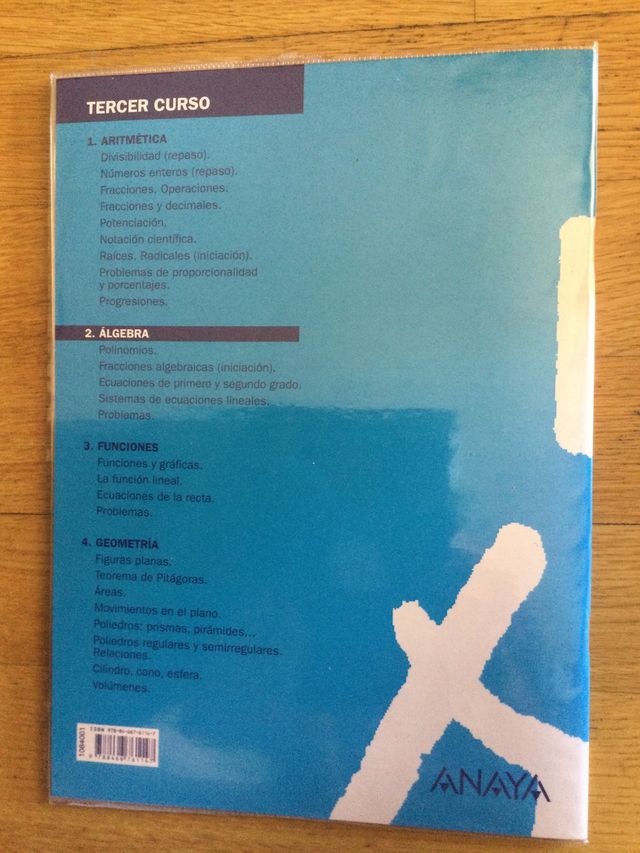 Libro ejercicios matemáticas. 3ºSecundaria. Anaya.