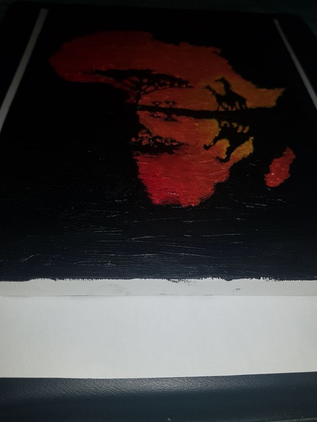 Quadro olio su tela. Africa. Tramonto