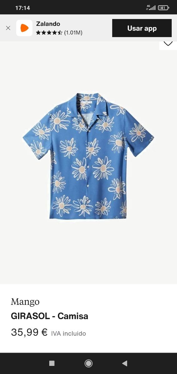 Camisa Azul Mango XL