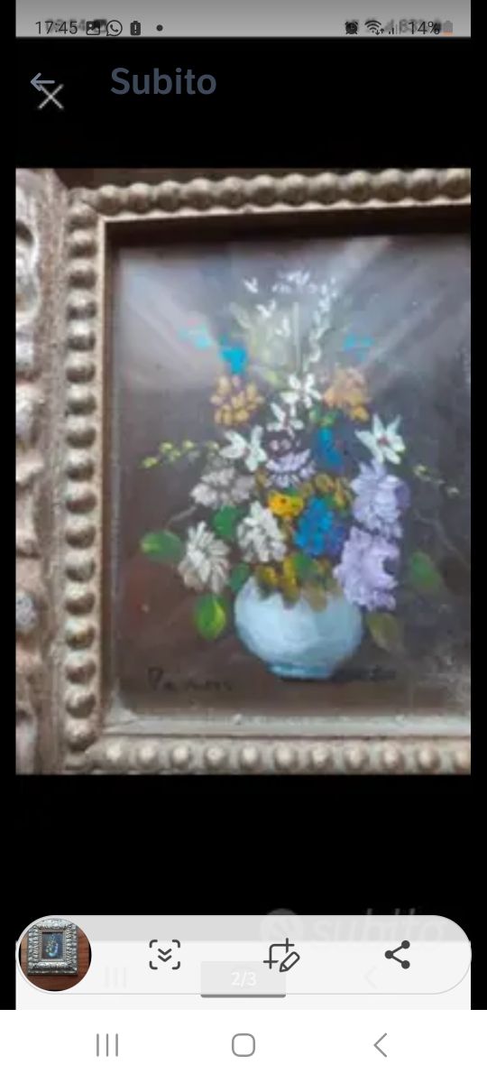 Quadro con dipinto e firma