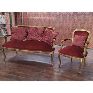 Sofá y Silla Antiguo. Francés Luis XVI