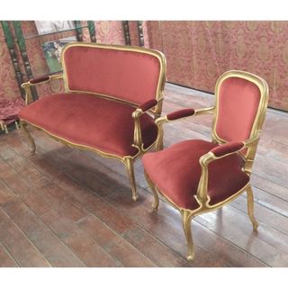 Sofá y Silla Antiguo. Francés Luis XVI