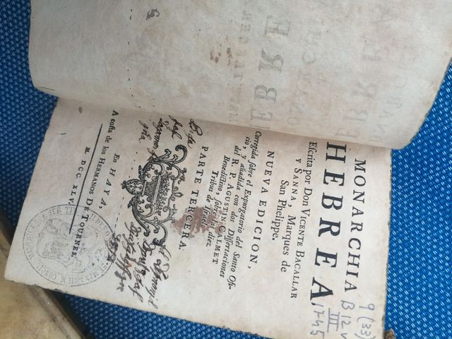 Monarchía hebrea libro del 1745 en 4 tomos
