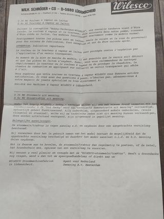 Folleto Antigua Apisonadora de latón Wilesco