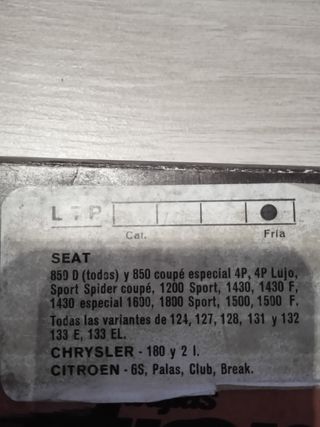 Bujías SEAT, Citroën y Chrysler 