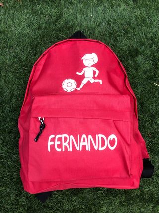Mochila escolar roja, personalizada