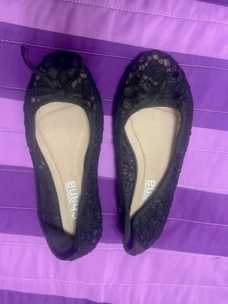 Manoletinas tela encaje negro 37/38 SA