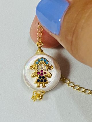 Pulsera niña de gemas y perla oro Goldfilled 18 kt