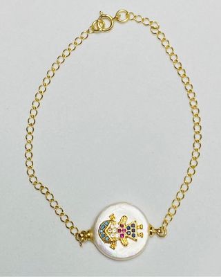 Pulsera niña de gemas y perla oro Goldfilled 18 kt