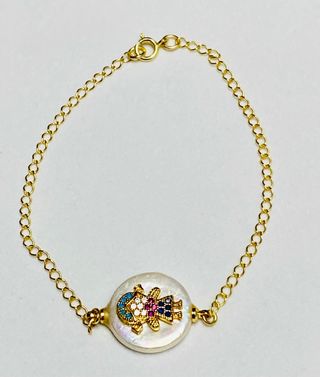 Pulsera niña de gemas y perla oro Goldfilled 18 kt