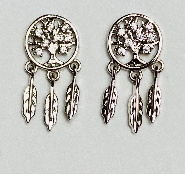 Pendientes atrapasueños y circonitas plata ley 925
