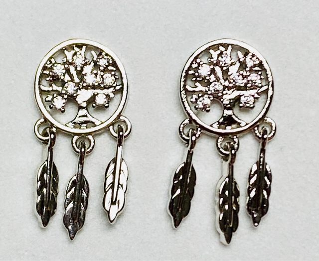 Pendientes atrapasueños y circonitas plata ley 925