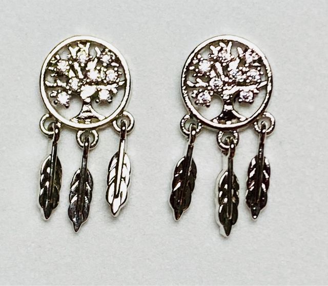 Pendientes atrapasueños y circonitas plata ley 925