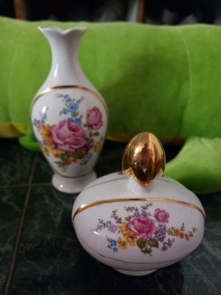 Juego de tocador de porcelana antiguo 