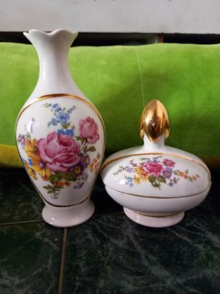 Juego de tocador de porcelana antiguo 