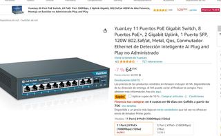 YuanLey 10 PoE Switch, 8 PoE+ Port 100Mbps, 2 Gbps
