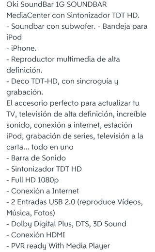 Barra Sonido OKI Soundbar 1G