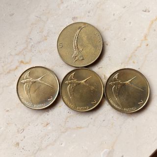 Monete Slovenia una da 5 e 3 da 2 Tolarja