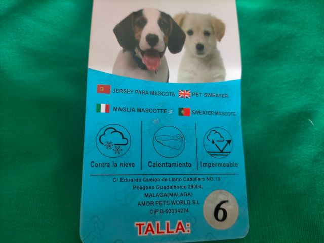 Abrigo verde perro mediano 60/65cm