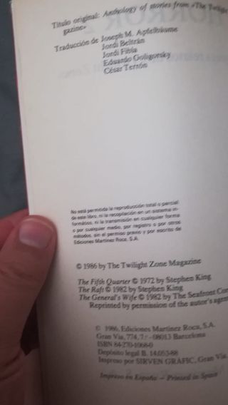 Horror 2. Stephen King y otros. Martínez Roca