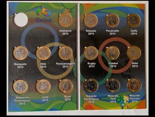 ALBUM COLEC. 16 MONEDAS OLIMPIADAS BRASIL RIO 2016