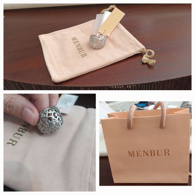 Anillo Menbur con etiquetas bolsa terciopelo nuevo