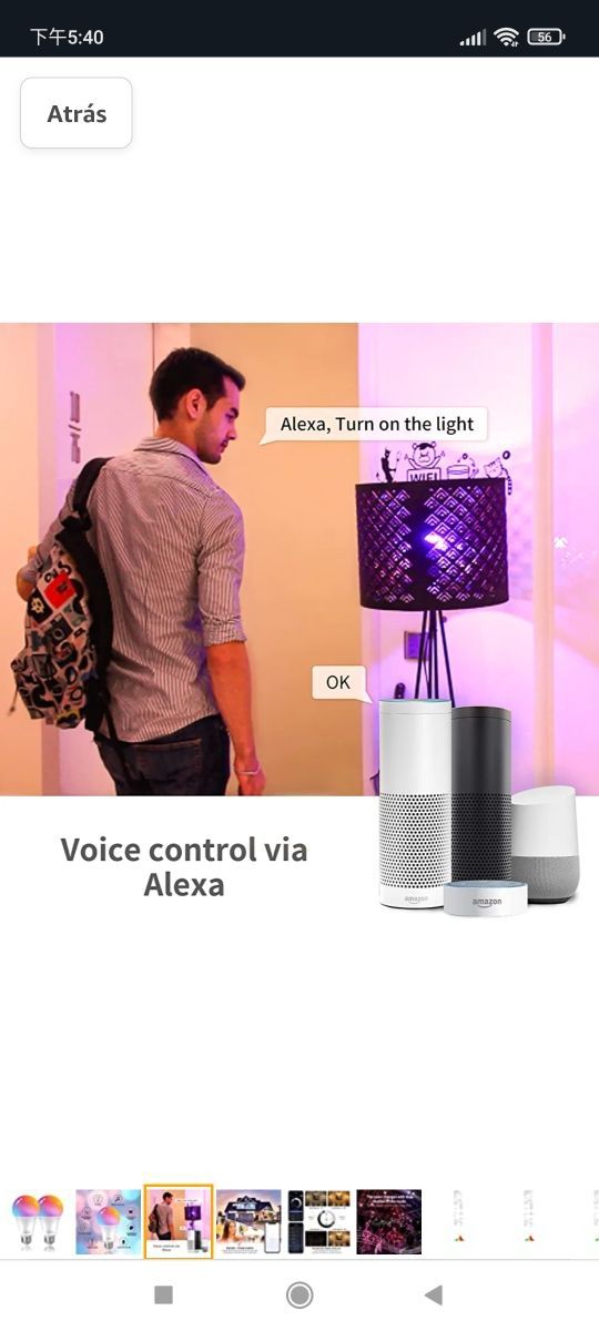 Bombillas Alexa E27 WiFi inteligente LED 10W 1000L