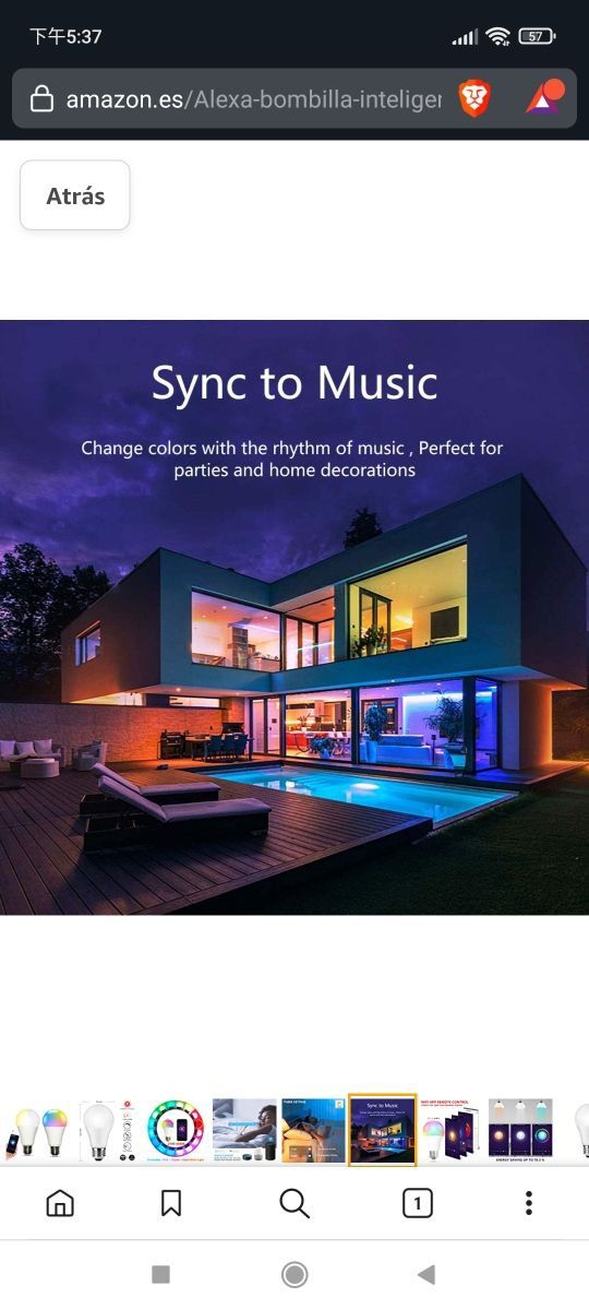 Bombillas Alexa E27 WiFi inteligente LED 10W 1000L