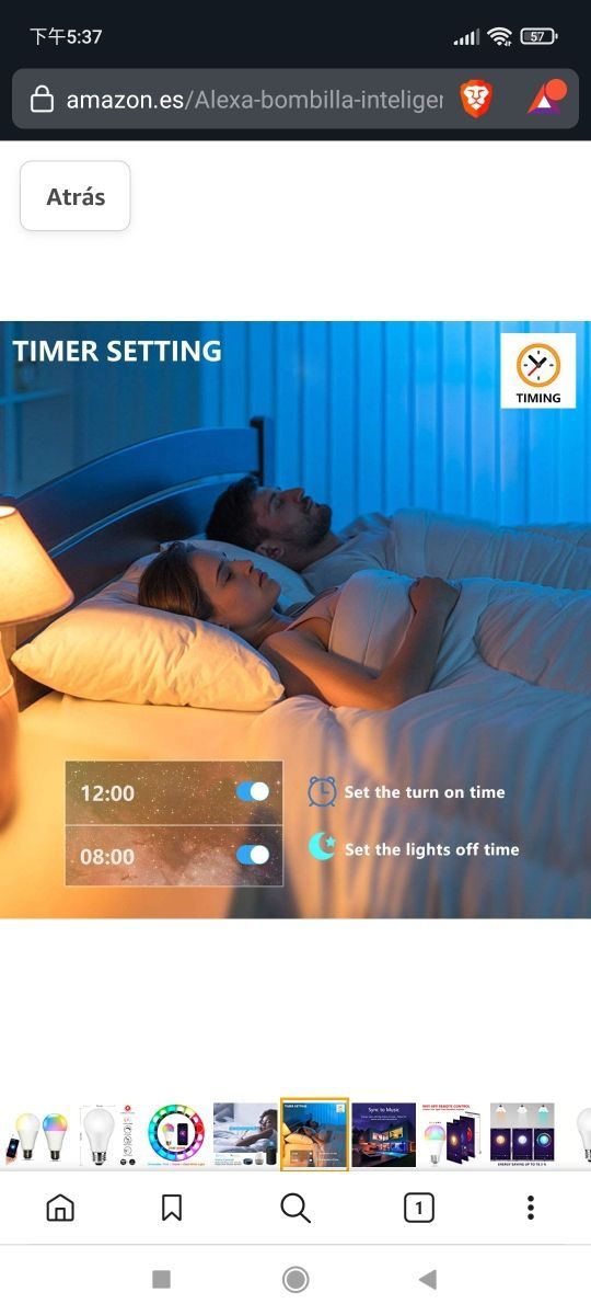 Bombillas Alexa E27 WiFi inteligente LED 10W 1000L