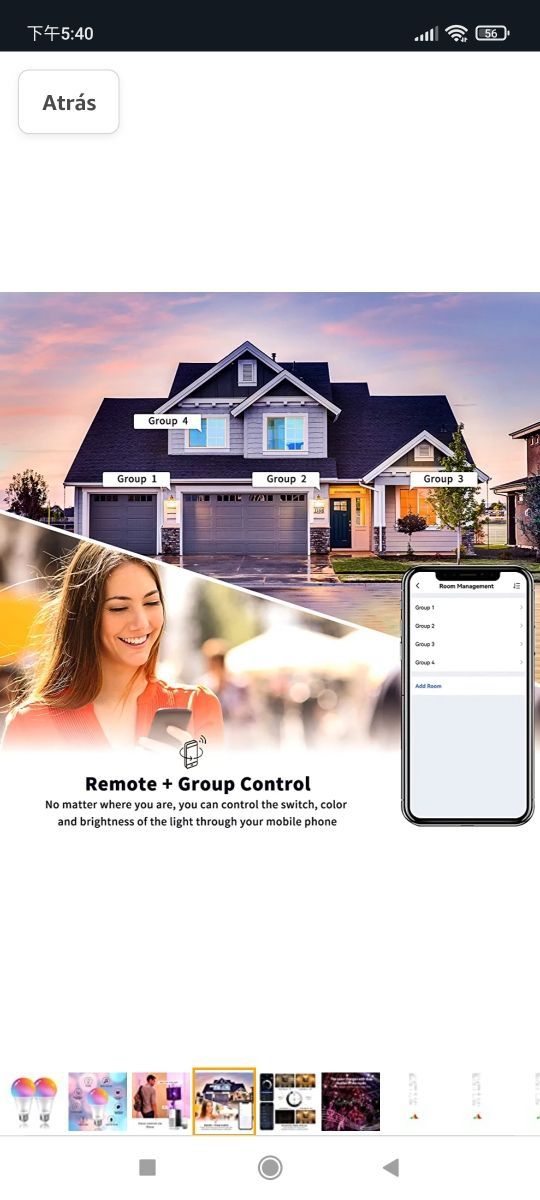 Bombillas Alexa E27 WiFi inteligente LED 10W 1000L