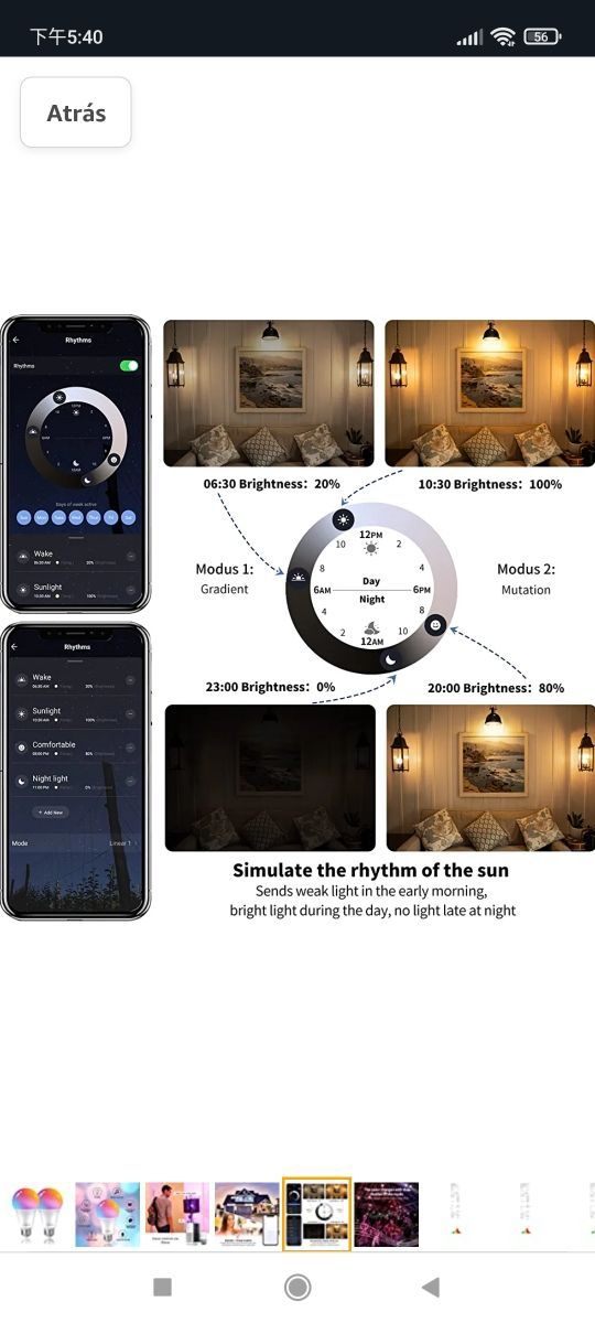 Bombillas Alexa E27 WiFi inteligente LED 10W 1000L