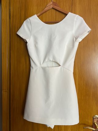 Mono vestido zara con abertura blanco