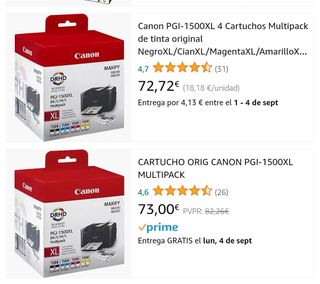 Cartuchos de tinta Canon XL