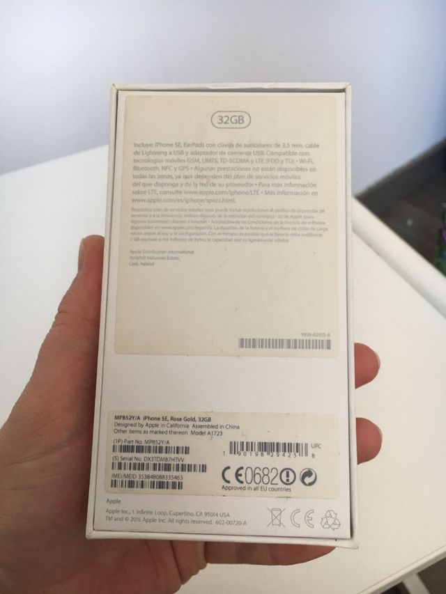 Caja vacía para iPhone SE, Rose Gold, 32 Gb