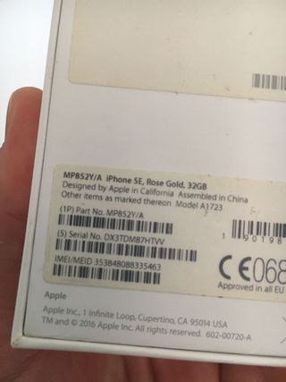 Caja vacía para iPhone SE, Rose Gold, 32 Gb