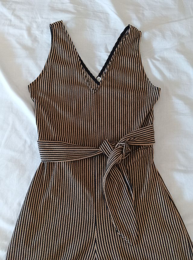 Mono de rayas marron T.36 MANGO