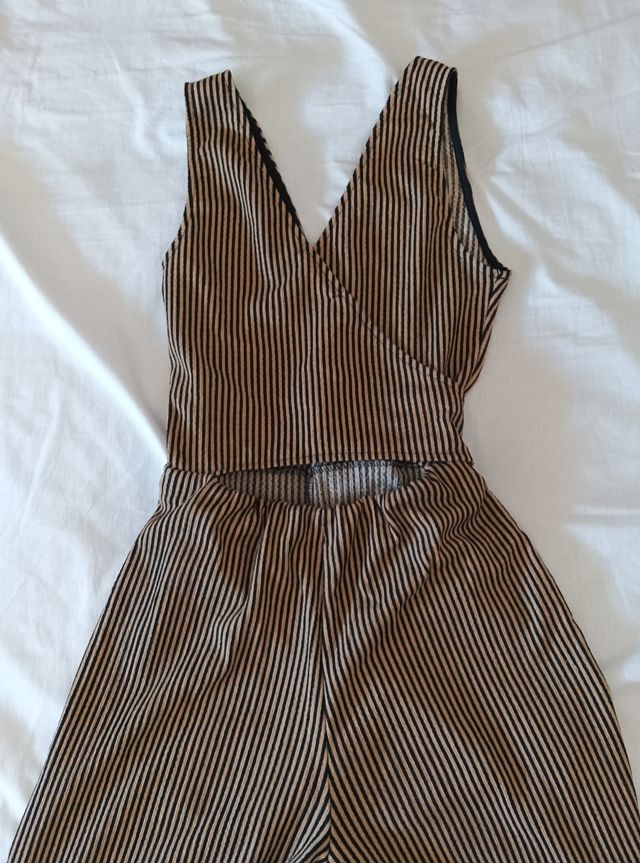 Mono de rayas marron T.36 MANGO