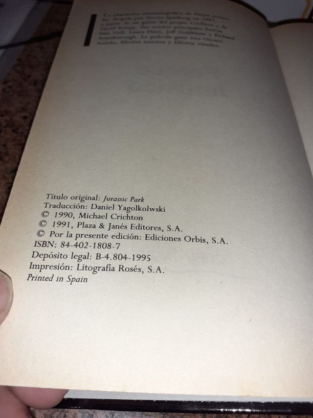 Libro parque jurasico 1995 ver recoger en gondomar