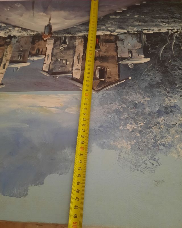 Quadro dipinto su tela raffigurante paesaggio vint