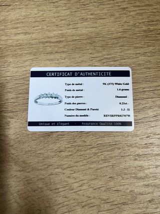 anillo 5 diamantes oro blanco