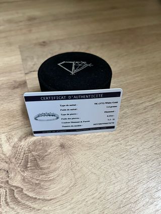 anillo 5 diamantes oro blanco