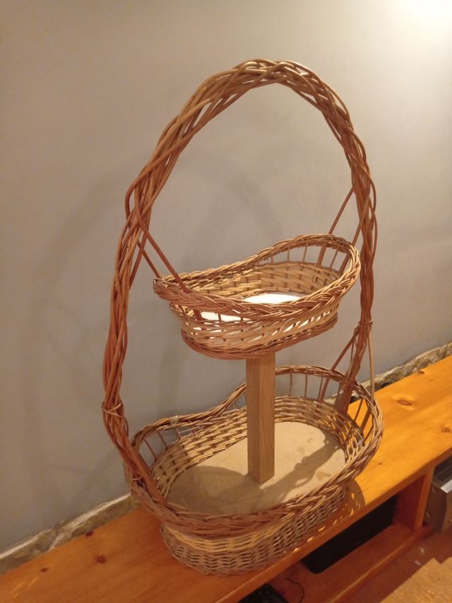 Cesta mimbre 2 pisos