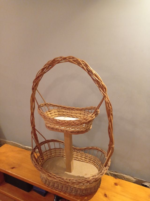 Cesta mimbre 2 pisos