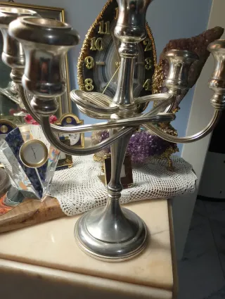 Candelabro in silver plated 5 fiamme